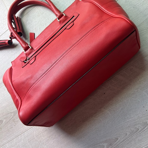 Coach Red Legacy Leather Medium Candace Carryall Handbag Coral - Picture 4 of 9
